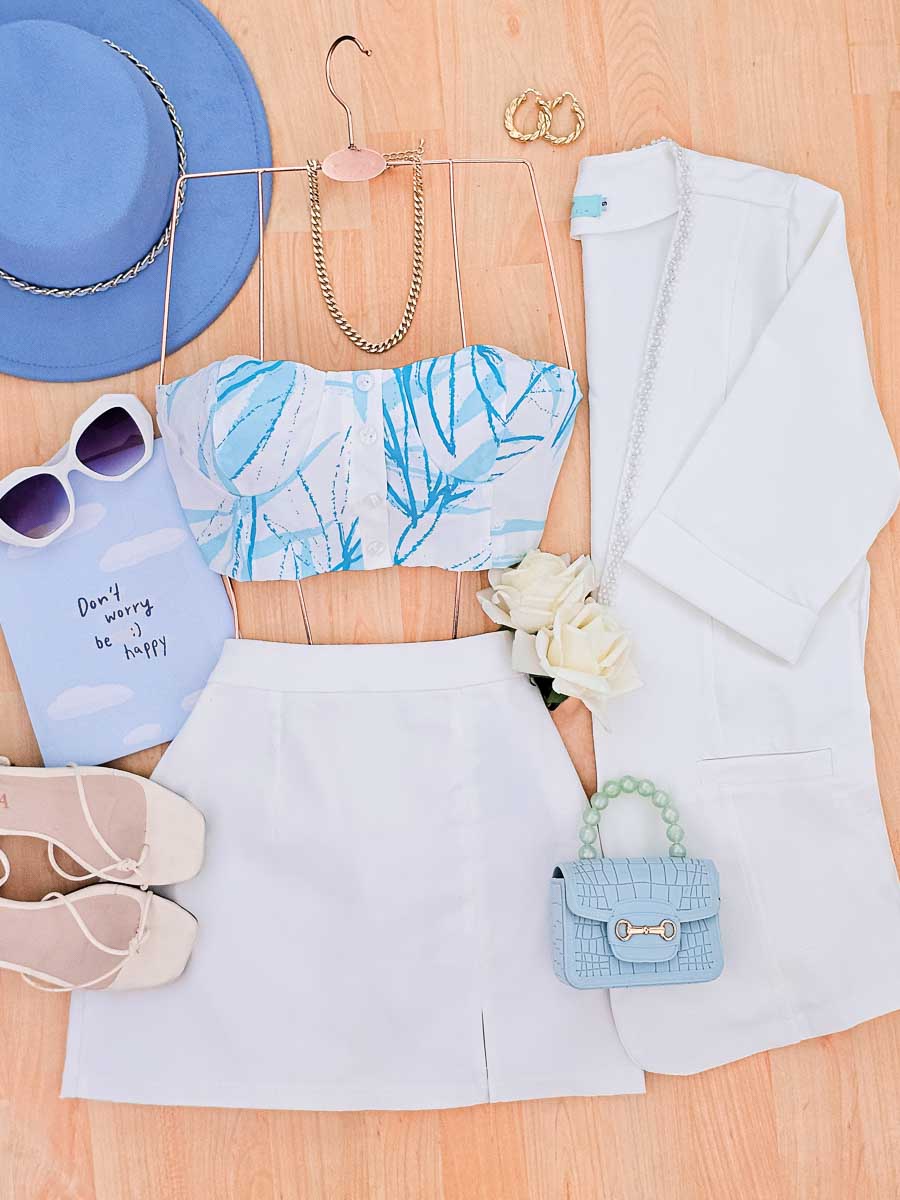 Crop Top Carol Est Hojas Azules