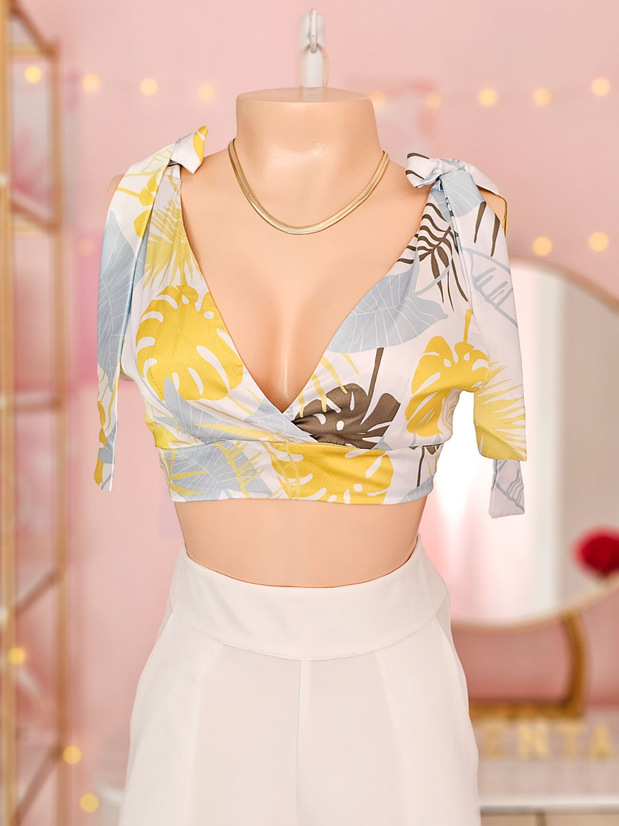 Top Ivon Azul Con Verde