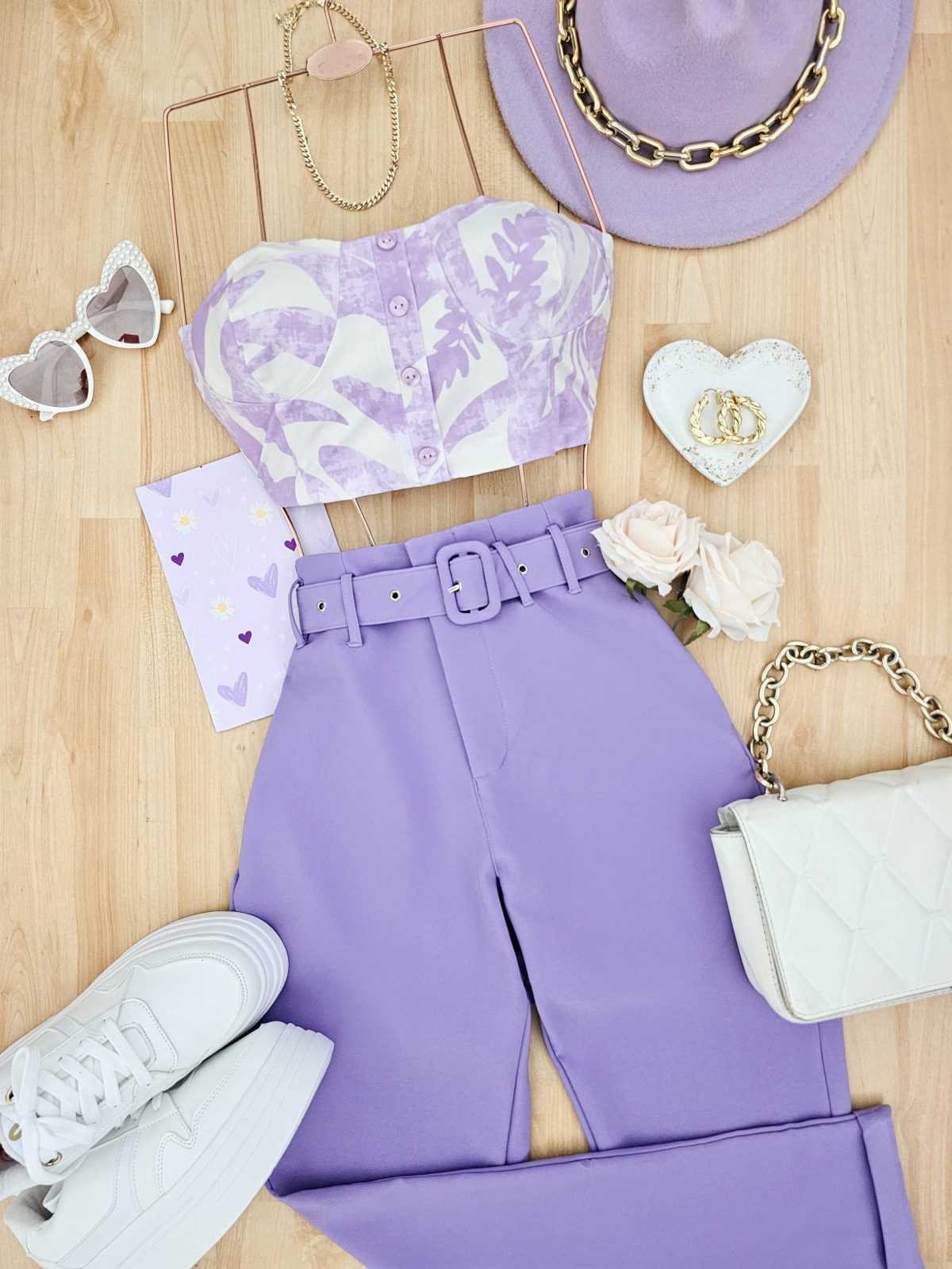 Crop Top Carol Est Hojas Lila