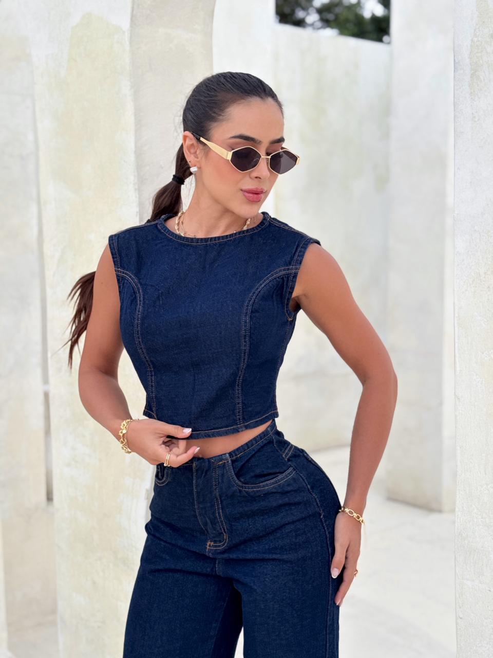 Blusa Denim Franci Oscuro