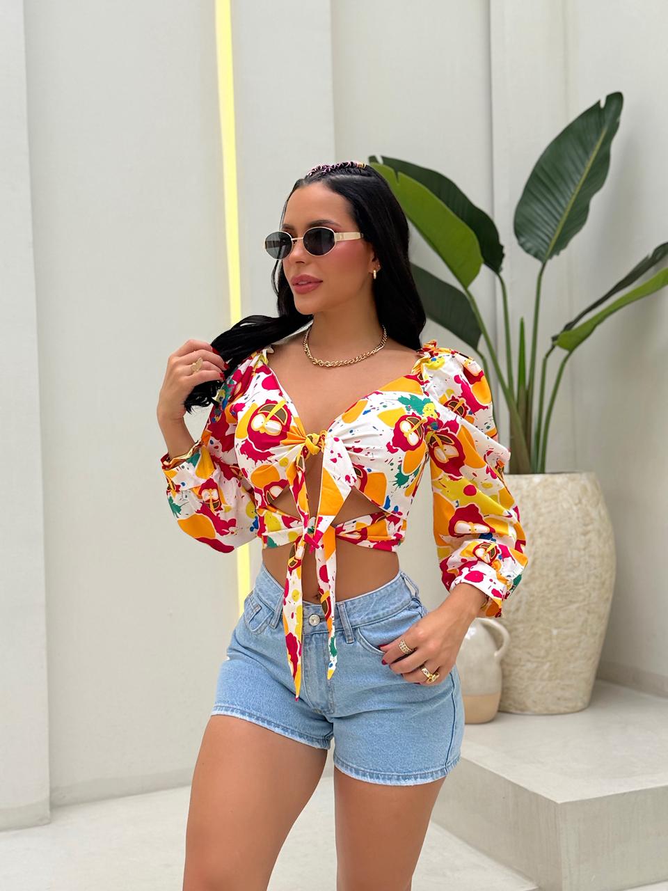 Blusa Aura Carnaval Fucsia-Naranja
